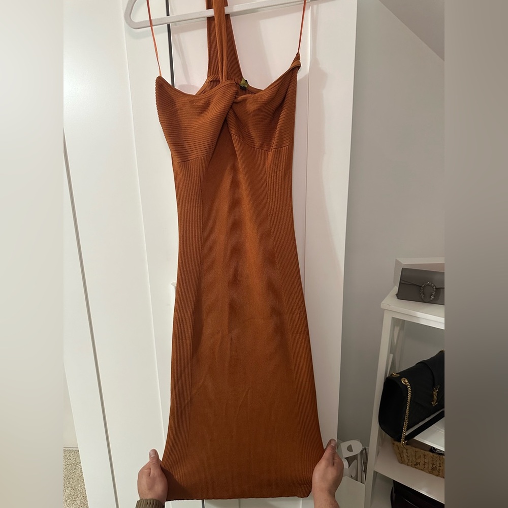 Never worn brown copper colored knit dress
